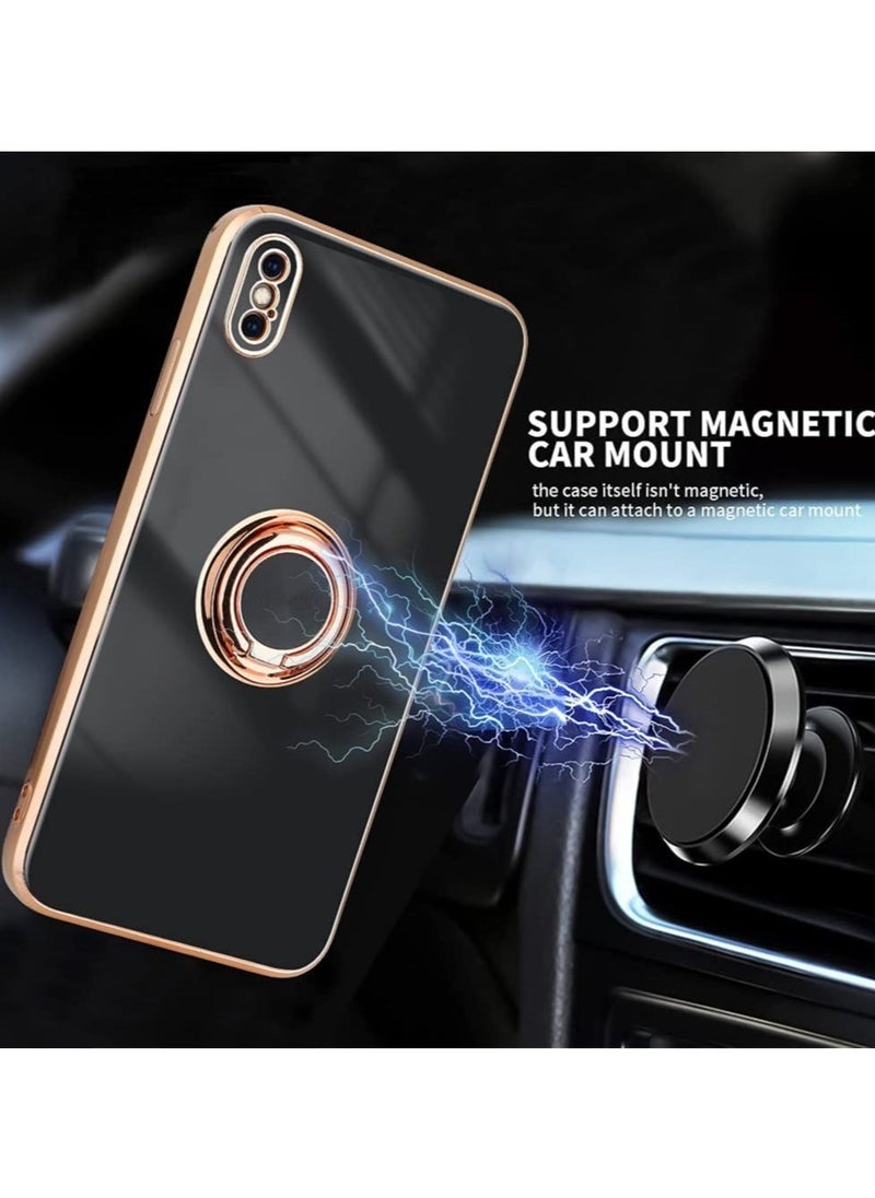 Raxoom for iPhone Xs MAX Case, Slim Fit Protective Phone Case Cover with Ring Holder Kickstand Magnetic Car Mount Feature for iPhone Xs MAX 6.5 in - Blac - Image 4