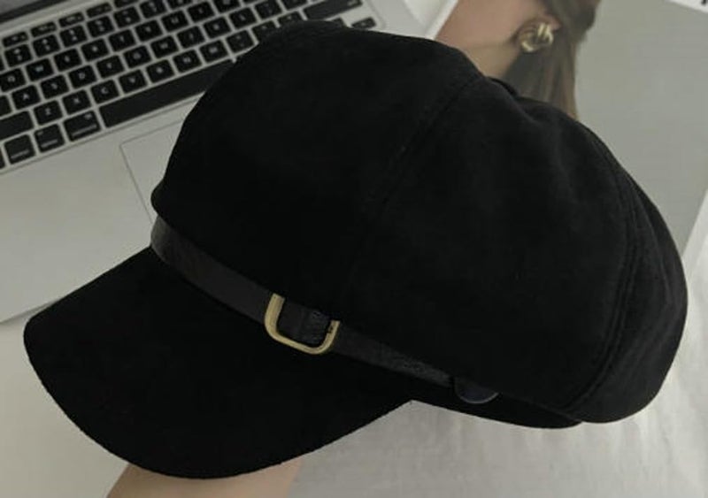 EMGILL Vintage Newsboy Hats Winter Suede Caps Women's Octagonal Hat Fashion Gatsby Cabbie Baker Visor Beret Hat Black - Image 3