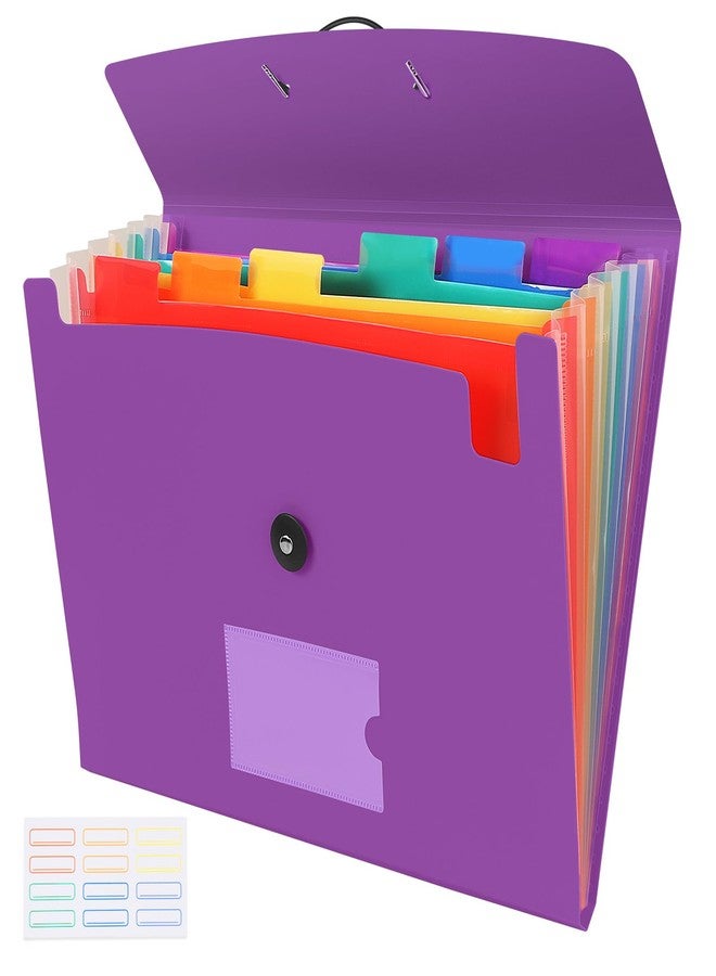 CASAON 7 Pocket Accordian File Folders, Expanding File Folder A4 Letter Size Paper Portable Document Organizer-Purple - Image 1