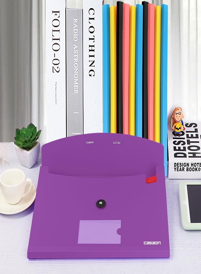 CASAON 7 Pocket Accordian File Folders, Expanding File Folder A4 Letter Size Paper Portable Document Organizer-Purple - Image 5