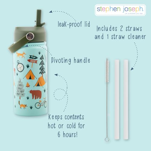 Stephen Joseph, 14oz Insulated Stainless Steel Water Bottle with Straw and Handle for Sports, Travel, and School, BPA-Free Sports Water Bottle, Fruit - Image 3