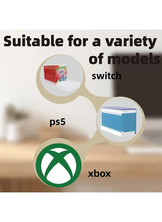 White Game Disc Holder Stand For 16 PS4 PS5 Xbox CDs Durable ABS Storage - Image 4