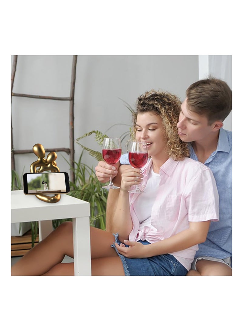 KASTWAVE Hugging Couple Resin Sculpture, Abstract Art Sculpture Figurine Home Decor for Office Bookshelf Desktop Decorations. (Gold) - Image 4