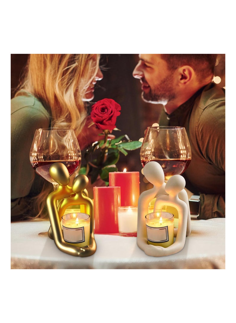 KASTWAVE Hugging Couple Resin Sculpture, Abstract Art Sculpture Figurine Home Decor for Office Bookshelf Desktop Decorations. (Gold) - Image 3