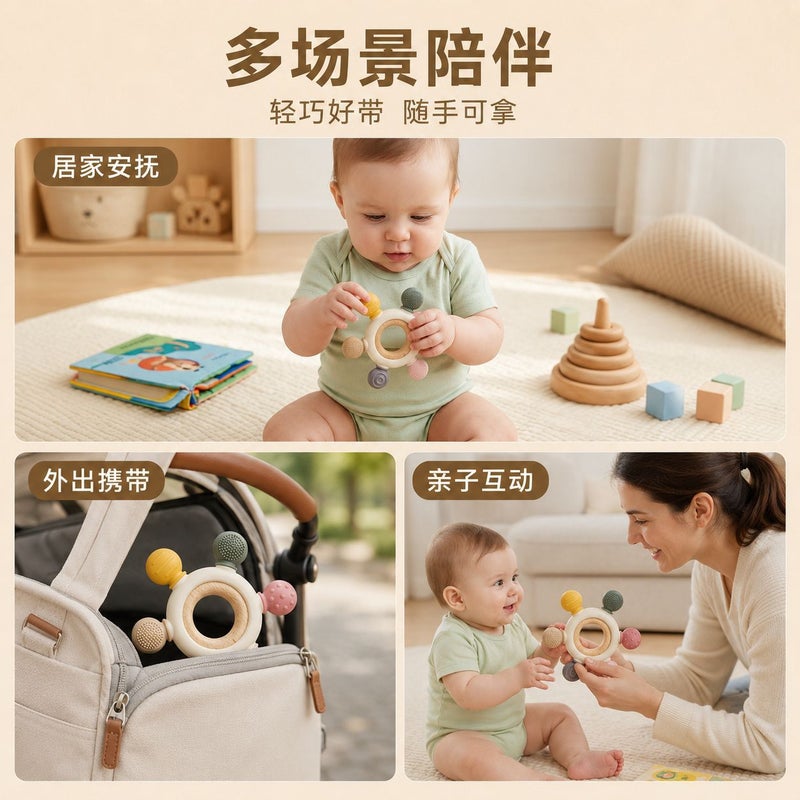 Food Grade Silicone Baby Teether Ring with Ball - Image 5