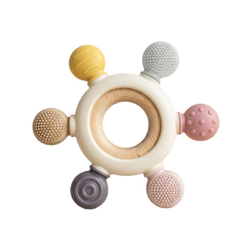 Food Grade Silicone Baby Teether Ring with Ball - Image 1
