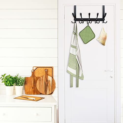 WEBI Over The Door Hook Door Hanger Hook Rack with 5 Tri Hooks for Hanging Coats, Door Towel Rack Door Coat Hanger Over Door Coat Rack for Behind Back of Bathroom,Black,2 Packs - Image 3