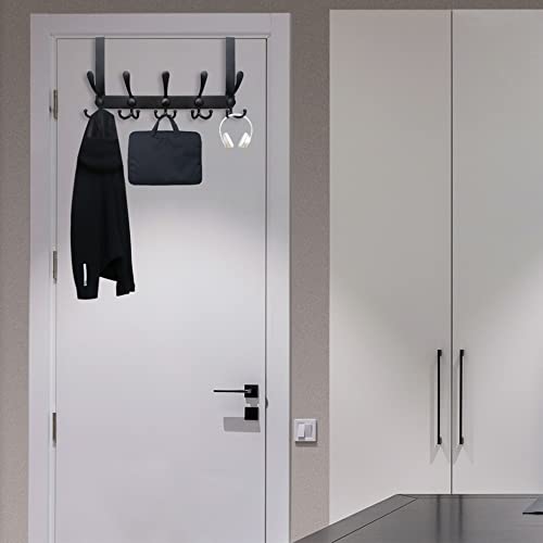 WEBI Over The Door Hook Door Hanger Hook Rack with 5 Tri Hooks for Hanging Coats, Door Towel Rack Door Coat Hanger Over Door Coat Rack for Behind Back of Bathroom,Black,2 Packs - Image 5