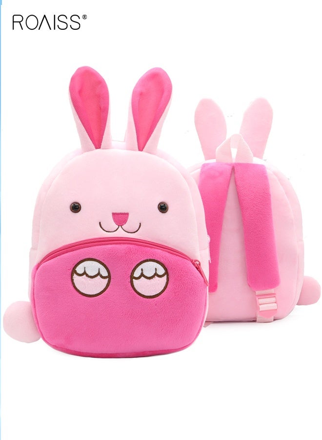 roaiss Toddler School Bag with Bunny Pattern, Adorable Soft Plush Mini Backpack for Kids, Small Daycare Backpack, Lightweight Unique Daypack for Kindergarten, Short Trips and Daily Outings - Image 1