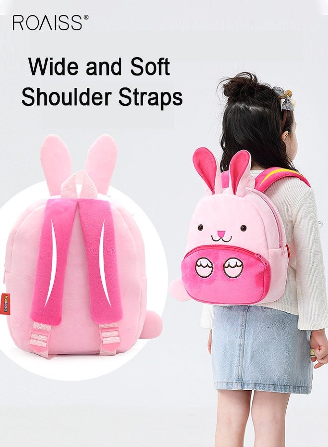 roaiss Toddler School Bag with Bunny Pattern, Adorable Soft Plush Mini Backpack for Kids, Small Daycare Backpack, Lightweight Unique Daypack for Kindergarten, Short Trips and Daily Outings - Image 2