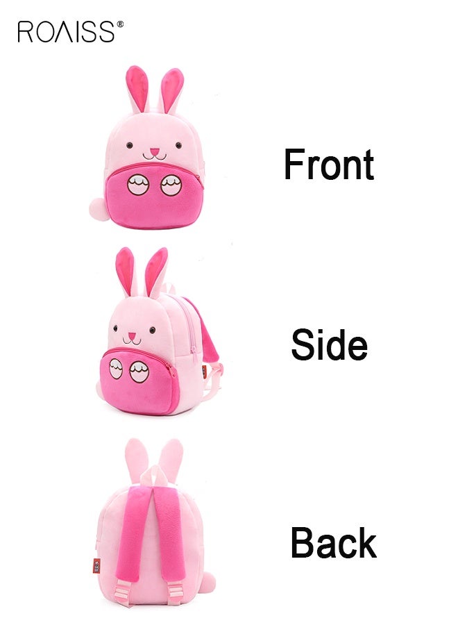 roaiss Toddler School Bag with Bunny Pattern, Adorable Soft Plush Mini Backpack for Kids, Small Daycare Backpack, Lightweight Unique Daypack for Kindergarten, Short Trips and Daily Outings - Image 4