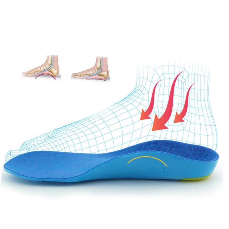 Orthotic Arch Support Insoles For Boys Blue Breathable Flatfoot Correction Cushions - Image 3
