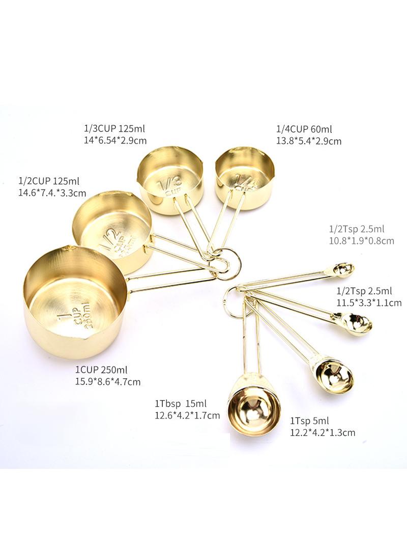 general 8-Piece Modern Stainless Steel Measuring Cups And Spoons Set Gold - Image 2