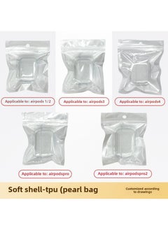 Suitable For Airpods Bluetooth Headset Protective Cover TPU Transparent Soft Case 2/3 Generation/PRO/PRO2 Earphone Case-Color:TPU Soft Shell + Pearlescent Bag-Model:Airpods1/2 Generation Protective Case--without Hanging Ears