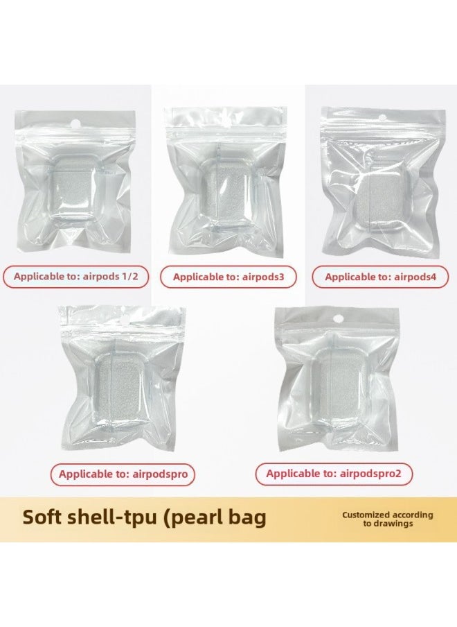 Generic - Suitable For Airpods Bluetooth Headset Protective Cover TPU Transparent Soft Case 2/3 Generation/PRO/PRO2 Earphone Case-Color:TPU Soft Shell + Pearlescent Bag-Model:Airpods1/2 Generation Protective Case--without Hanging Ears - Image 1
