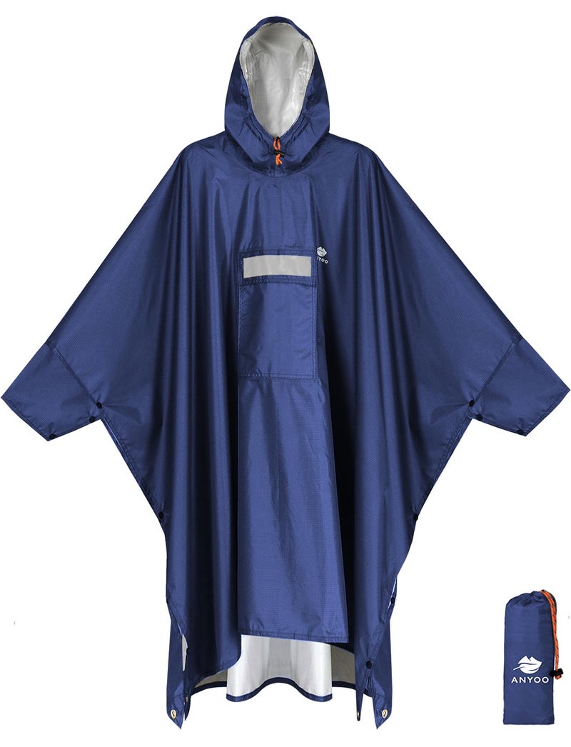 ANYOO Hooded Rain Poncho for Adults with Pocket, Waterproof Lightweight Rain Coats for Men Women Reusable Rain Jacket for Emergency Camping Outdoor Activities - Image 1