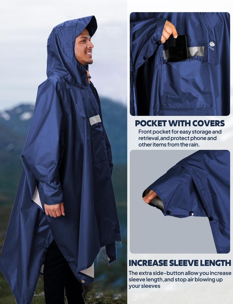 ANYOO Hooded Rain Poncho for Adults with Pocket, Waterproof Lightweight Rain Coats for Men Women Reusable Rain Jacket for Emergency Camping Outdoor Activities - Image 5