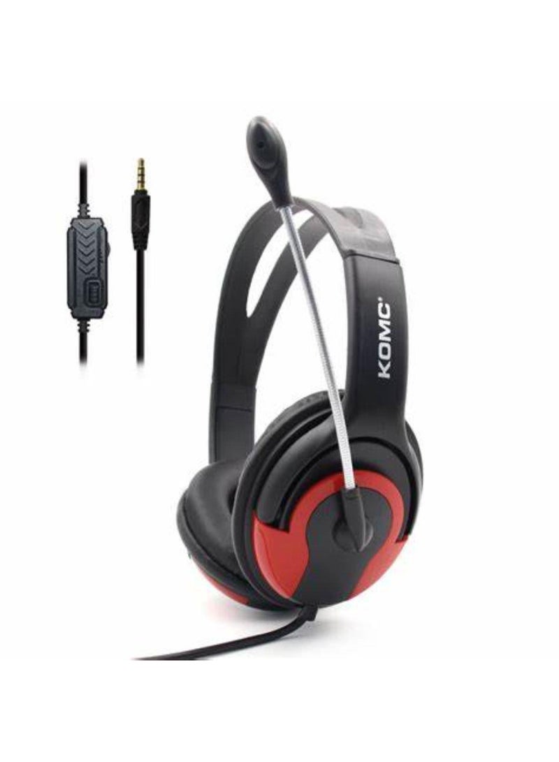 Komc Gaming Headset Wired Black Red - Image 1