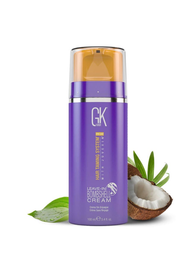 GK Hair Leave In Bombshell Purple Cream (3.4 Fl Oz/100ml) Conditioning Smoothing Moisturizing Hydrating Frizz Control for Blonde Damaged Hair Removes Yellow Brassy Tones Flyaways - Image 1