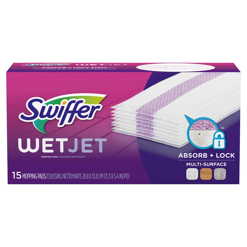 Swiffer WetJet Hardwood Floor Cleaner, Spray Mop Pad Refill, Multi Surface, 15 Count - Image 1