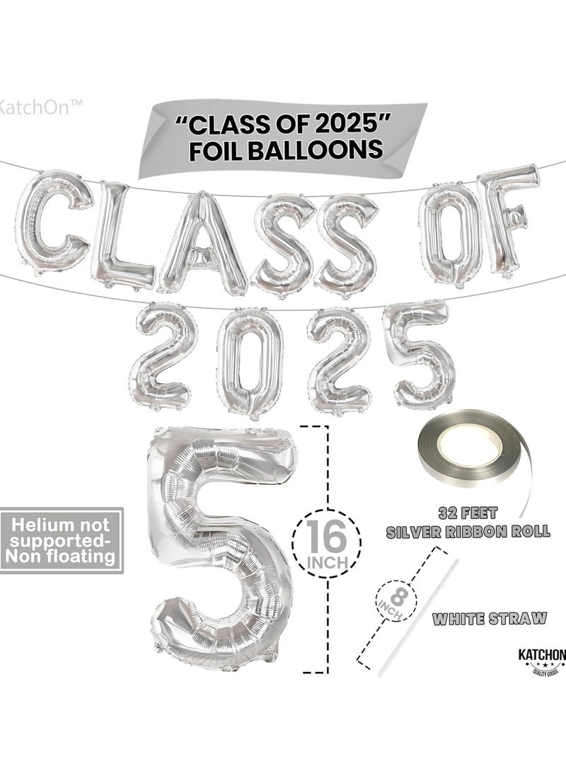 KATCHON KatchOn, Shiny Silver Class of 2025 Balloons - 16 Inch | Graduation Balloons for Graduation Decorations 2025 | Class of 2025 Silver Balloons | Class of 2025 Banner, Graduation Balloons Class of 2025  - Image 2