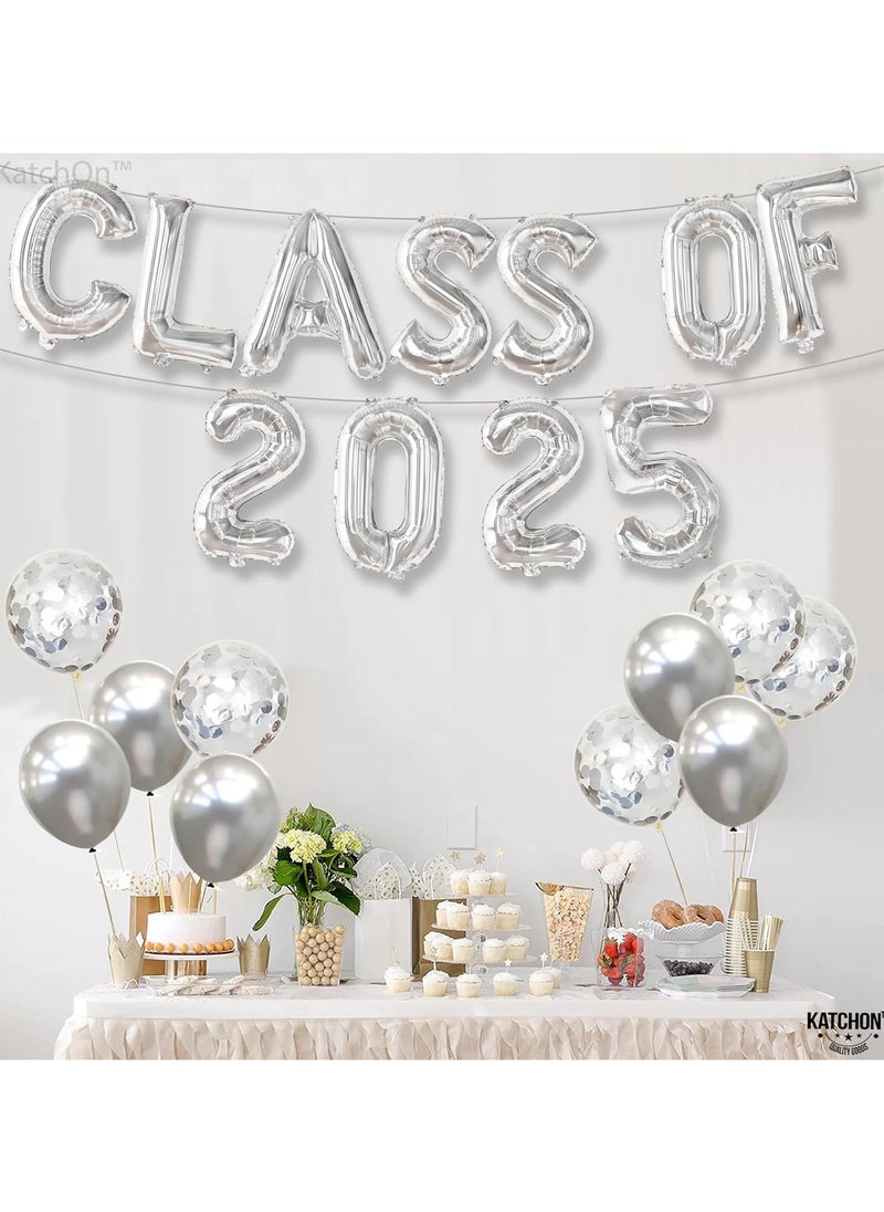 KATCHON KatchOn, Shiny Silver Class of 2025 Balloons - 16 Inch | Graduation Balloons for Graduation Decorations 2025 | Class of 2025 Silver Balloons | Class of 2025 Banner, Graduation Balloons Class of 2025  - Image 4