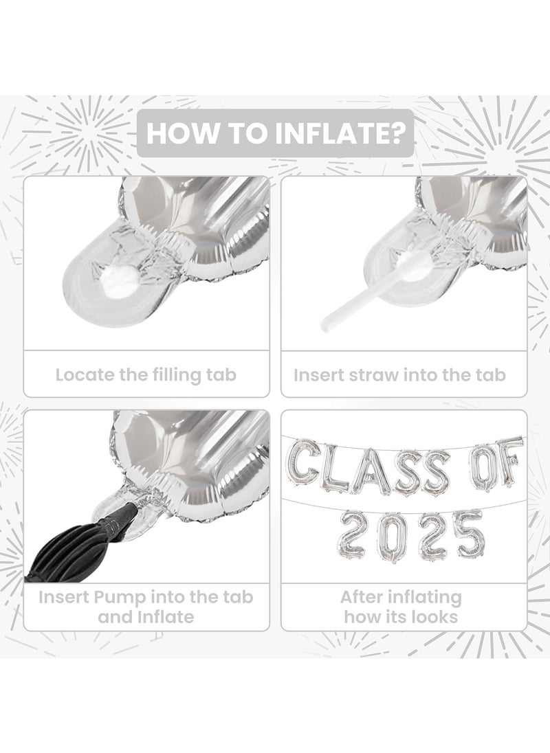 KATCHON KatchOn, Shiny Silver Class of 2025 Balloons - 16 Inch | Graduation Balloons for Graduation Decorations 2025 | Class of 2025 Silver Balloons | Class of 2025 Banner, Graduation Balloons Class of 2025  - Image 3