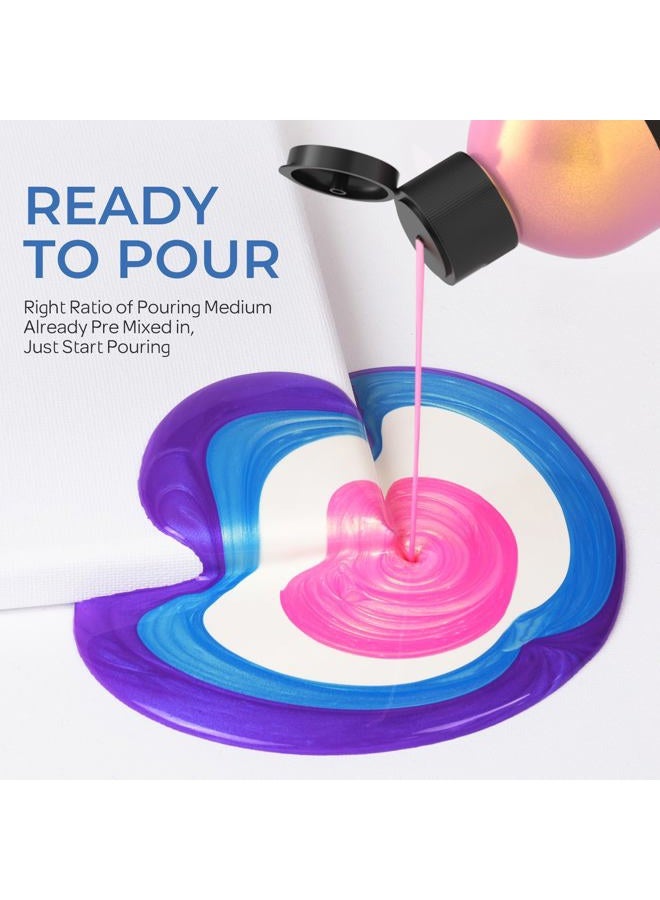 Nicpro 20 Colors Iridescent Metallic Acrylic Pour Paint Supplies Kit, 8.45oz Large Ready to Pour Premixed High Flow Pouring Paint Set with Silicone Pouring Oil, Gloves, Instructions for Beginner DIY - Image 3