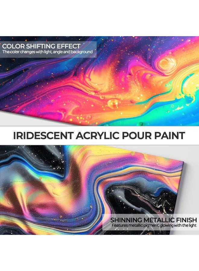 Nicpro 20 Colors Iridescent Metallic Acrylic Pour Paint Supplies Kit, 8.45oz Large Ready to Pour Premixed High Flow Pouring Paint Set with Silicone Pouring Oil, Gloves, Instructions for Beginner DIY - Image 5