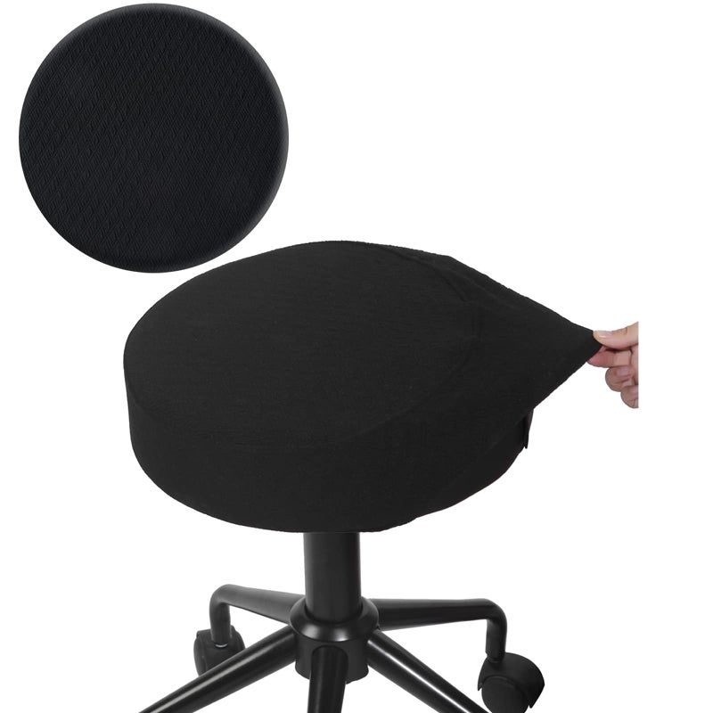 BUYUE Bar Stool Covers Luxury Fabric Dia1416 Round CreaseResistant Stretchy Washable Jacquard Dustproof Stool Seat Slipcover MBlack1 Count