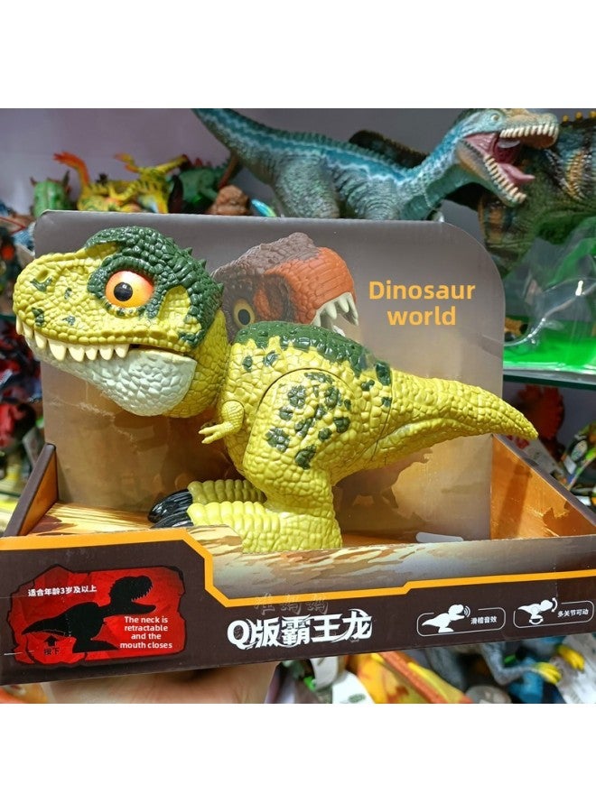 Q Version T-Rex Toy Jurassic Dinosaur World Boy Novelty Interactive Voice Mouth Movable Model Gift-Color:Green Function To See The Main Picture Video - Image 1