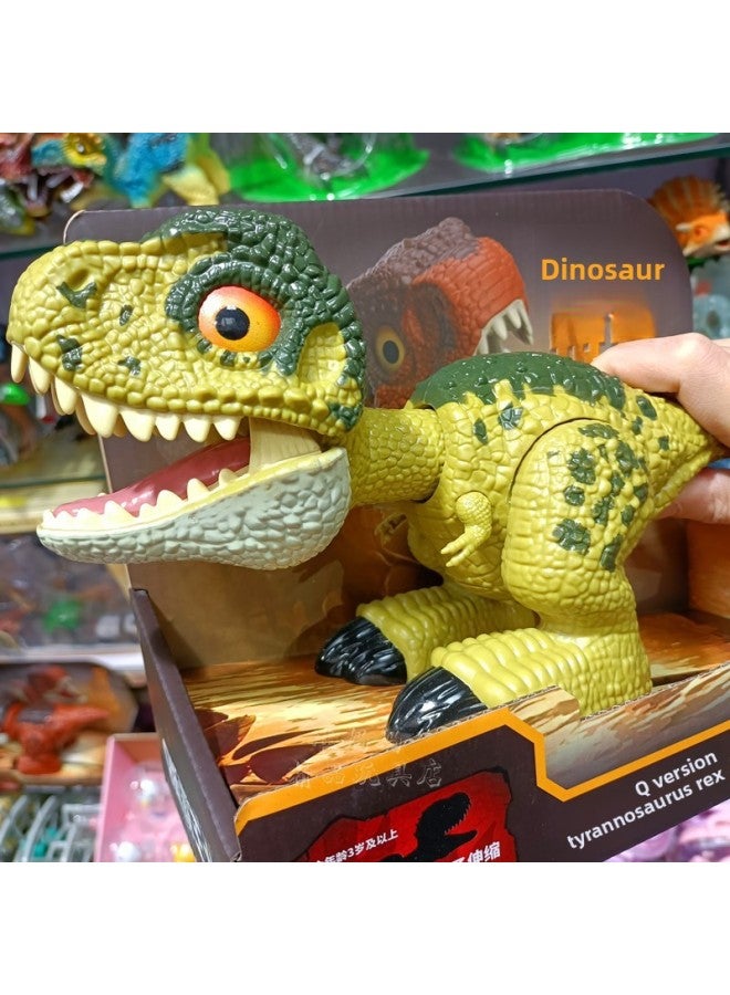 Q Version T-Rex Toy Jurassic Dinosaur World Boy Novelty Interactive Voice Mouth Movable Model Gift-Color:Green Function To See The Main Picture Video - Image 2
