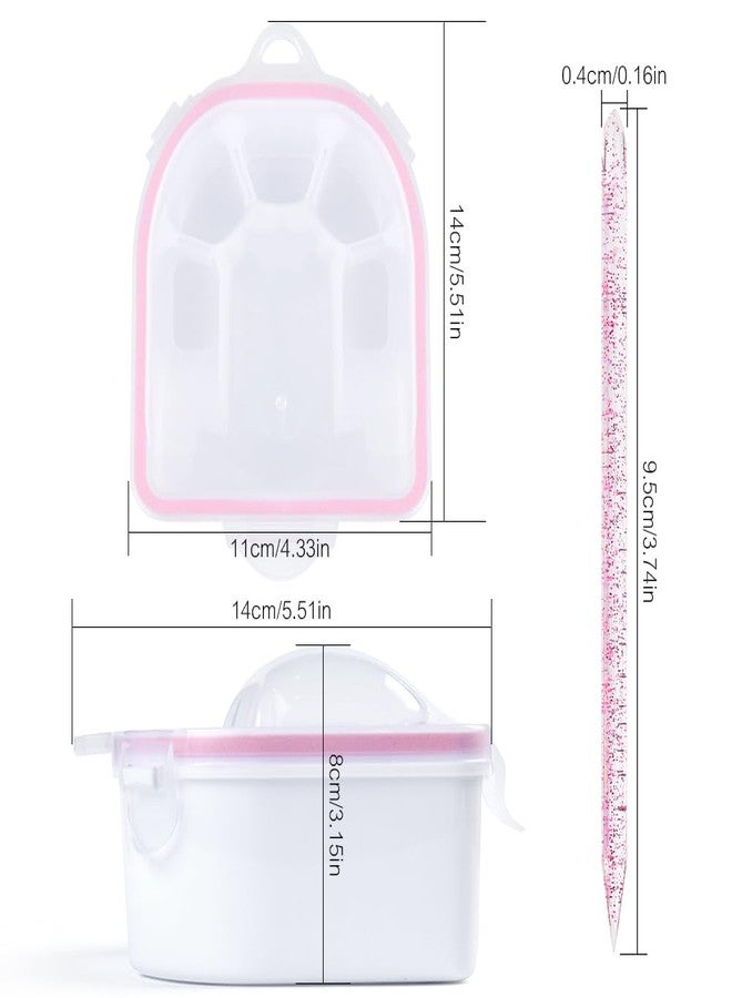 Rolabling Nail Soaking Bowl Set 2PCS Nail Soak Off Bowl with 5PCS Acrylic Sticks Nail Cuticle Pusher Manicure Remover Tool Kit (7, Pink) - Image 2