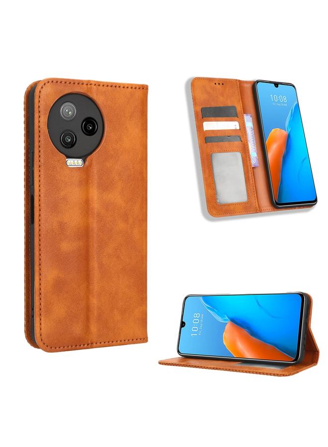 زبون جراب لهاتف Infinix Note 12 Pro 4G X676B مصنوع من الجلد بمشبك مغناطيسي بتصميم كلاسيكي - Image 1