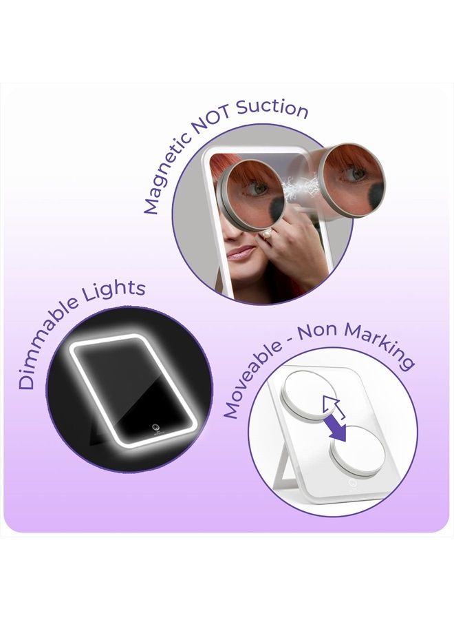 stylPro Makeup Vanity Mirror with Magnetic 10x Magnifying Mirror, Rechargeable, Dimmable Lights, Adjustable Stand, Soft Luxury Travel Case & USB Charging Cable - Image 4