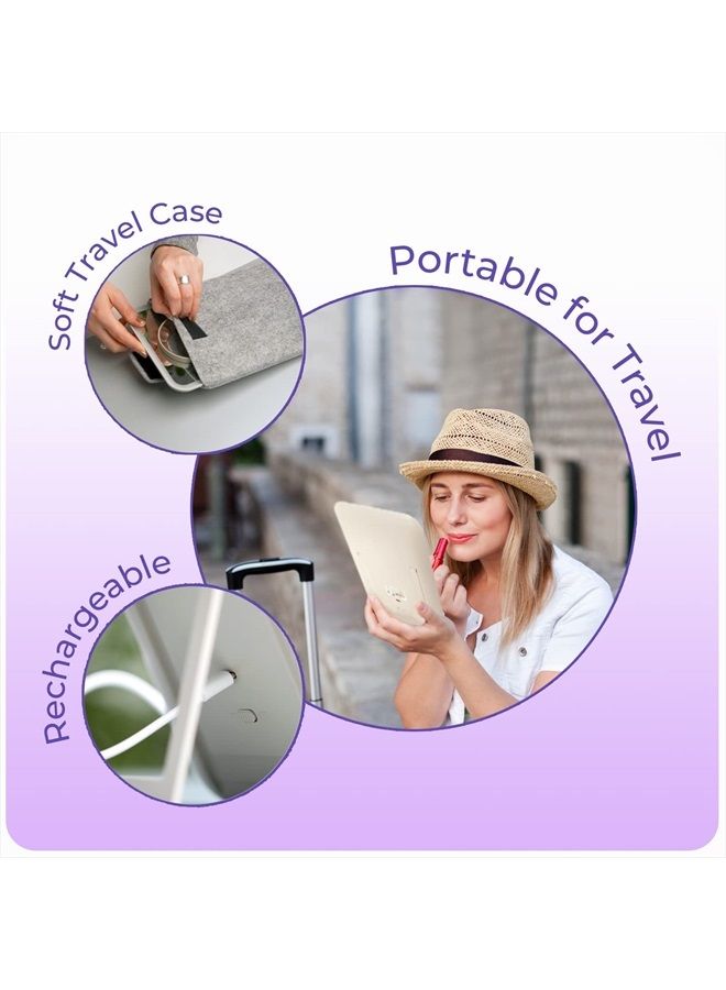 stylPro Makeup Vanity Mirror with Magnetic 10x Magnifying Mirror, Rechargeable, Dimmable Lights, Adjustable Stand, Soft Luxury Travel Case & USB Charging Cable - Image 3