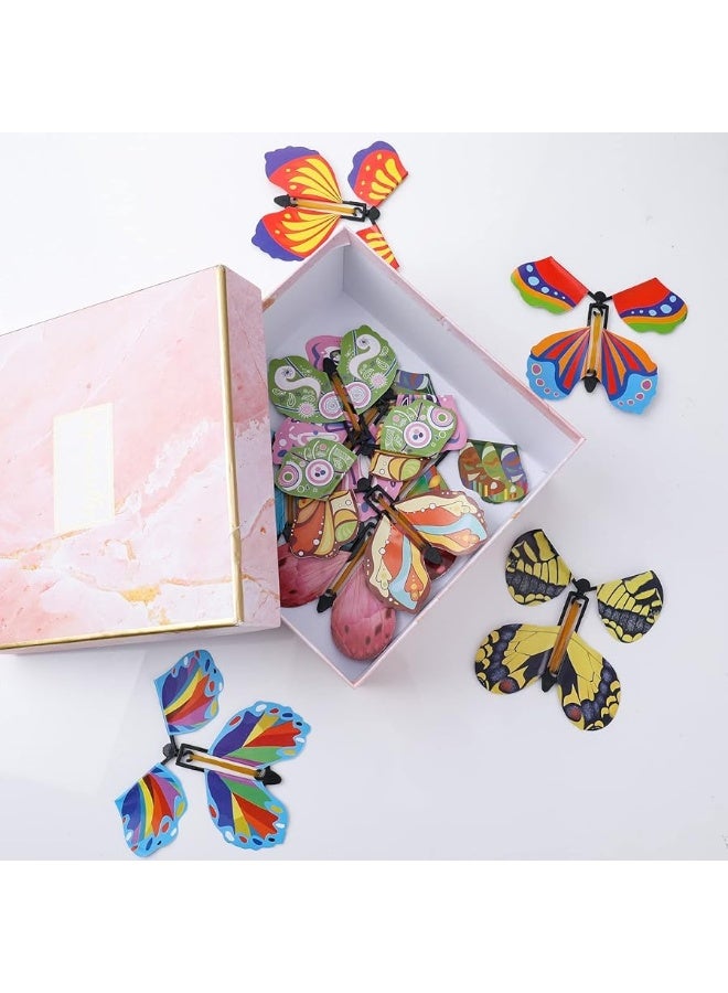 Chenkaiyang 20 Pcs Magic Flying Butterfly Wind Up Butterfly Toy Rubber Band Powered Flying Butterflies Surprise Gift for Explosion Box Envelope Wedding Birthday Party 20 Classic Style - Image 4