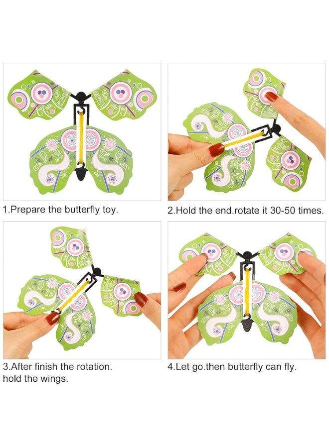 Chenkaiyang 20 Pcs Magic Flying Butterfly Wind Up Butterfly Toy Rubber Band Powered Flying Butterflies Surprise Gift for Explosion Box Envelope Wedding Birthday Party 20 Classic Style - Image 1