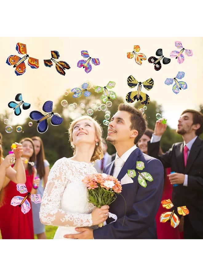 Chenkaiyang 20 Pcs Magic Flying Butterfly Wind Up Butterfly Toy Rubber Band Powered Flying Butterflies Surprise Gift for Explosion Box Envelope Wedding Birthday Party 20 Classic Style - Image 5