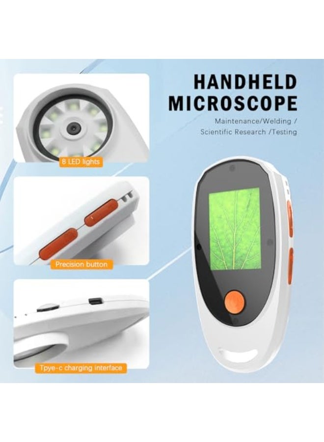 Generic Portable Digital Microscope, 500X Magnification Handheld Magnifying Glass with Adjustable 8 LED Lights, 2.0inch Color Screen, USB Connection to PC, for Outdoor Scientific (White)  - Image 4