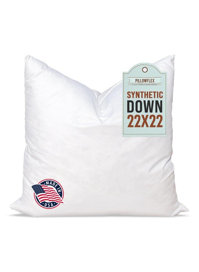 Pillowflex Synthetic Down Pillow Insert - 22x22 Down Alternative, Ultra Soft Large Square Throw Pillow, Couch Sham, Bed Sleeping - 1 Decorative Accent Form - Image 1