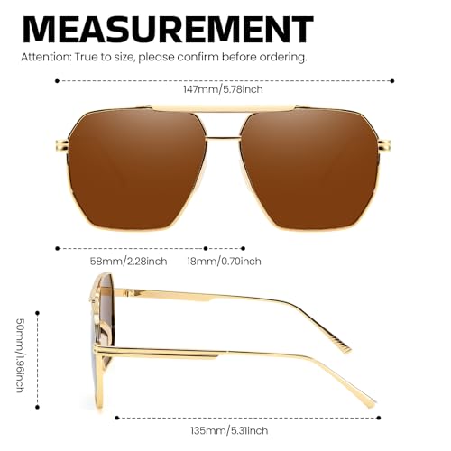 SODQW Oversized Tangle Free Aviator Sunglasses for Women Men Square Polarized UV400 Fashion Trendy Sun Glasses - Image 4