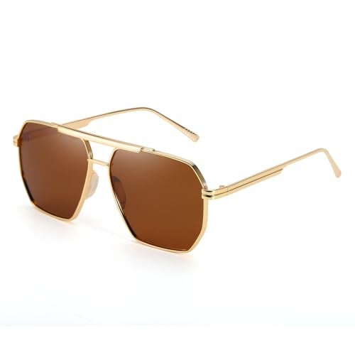 SODQW Oversized Tangle Free Aviator Sunglasses for Women Men Square Polarized UV400 Fashion Trendy Sun Glasses - Image 1