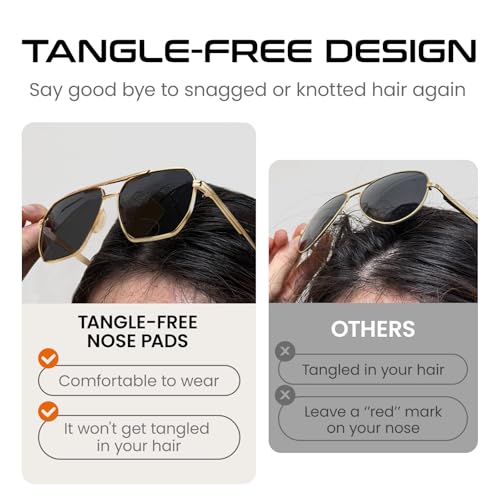 SODQW Oversized Tangle Free Aviator Sunglasses for Women Men Square Polarized UV400 Fashion Trendy Sun Glasses - Image 3