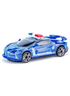 Generic Electric Light Music Police Car Model Toy, Universal Wheel Racing Police Model Car, Transparent Shell Lighting Music Car Toys, Electric Toy Car for Kids (Blue)  - Image 1