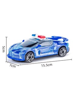 Generic Electric Light Music Police Car Model Toy, Universal Wheel Racing Police Model Car, Transparent Shell Lighting Music Car Toys, Electric Toy Car for Kids (Blue)  - Image 3
