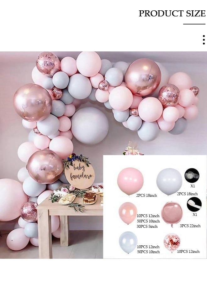 DUNISO 170pcs Multicolor Balloon Garland Arch Kit Metallic Pink and Grey Pastel Latex Balloons Set For Baby Wedding Birthday Party Background Decorations - Image 2