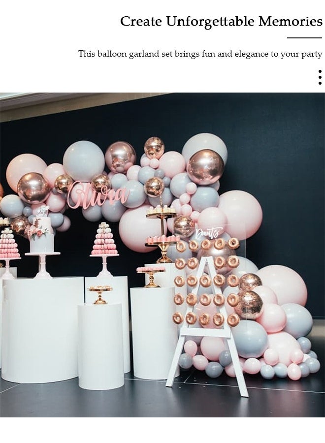 DUNISO 170pcs Multicolor Balloon Garland Arch Kit Metallic Pink and Grey Pastel Latex Balloons Set For Baby Wedding Birthday Party Background Decorations - Image 3