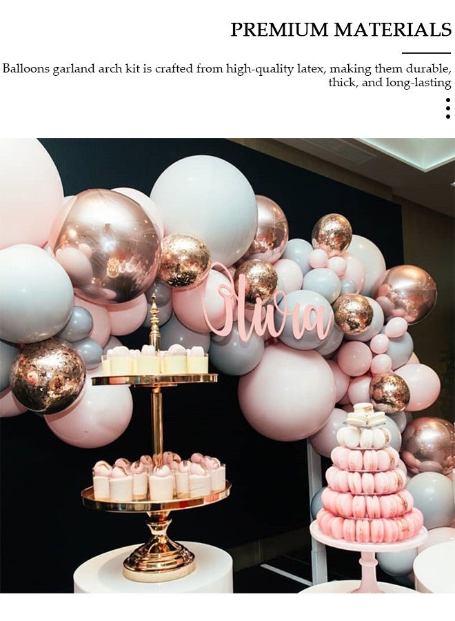 DUNISO 170pcs Multicolor Balloon Garland Arch Kit Metallic Pink and Grey Pastel Latex Balloons Set For Baby Wedding Birthday Party Background Decorations - Image 4