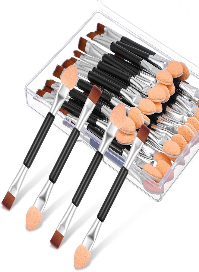 Fyntave 30 Pcs Dual End Eyeshadow Smudge Brush 2 in 1 Eyeshadow Sponge Concealer Brush Double Sided Eye Shadow Applicators Sticks 3 Inch Disposable Eye Makeup Cosmetic Tool with Sponge Head And Bristles Heads - Image 1